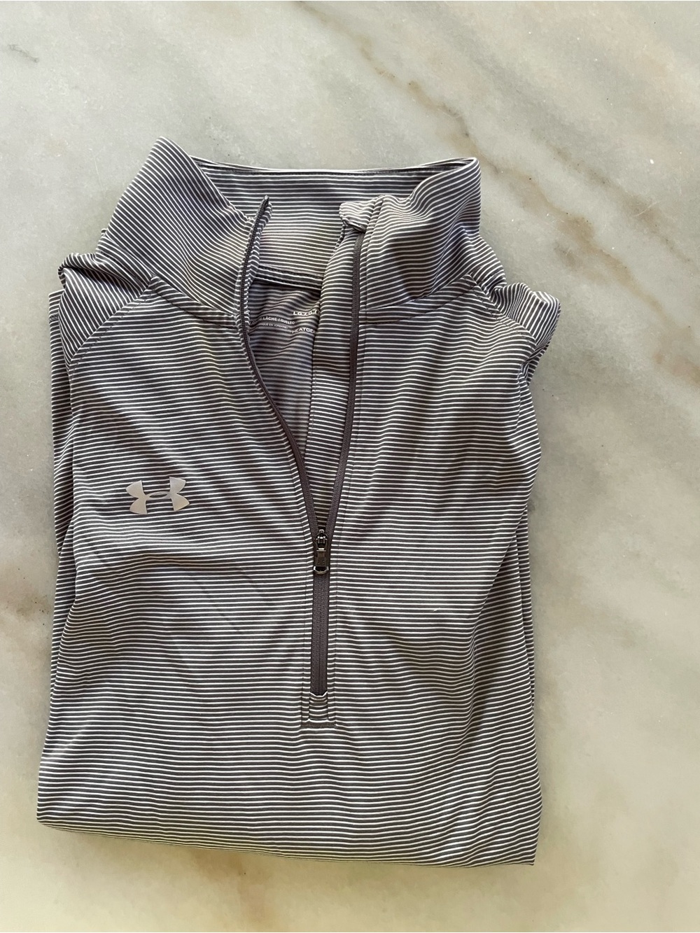 Under Armour Women’s Gray and White Striped 1/4 Zip Pullover